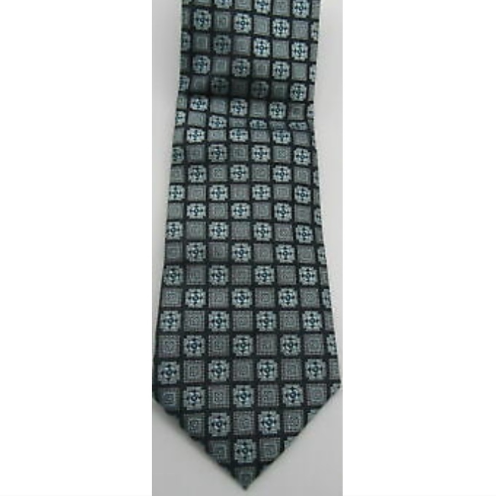 Escada blue geometric silk mens tie